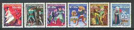 Luxembourg 1965 National Welfare Fund (Fairy Tales) set of 6 unmounted mint, SG 771-76*, stamps on fairy tales, stamps on hunting