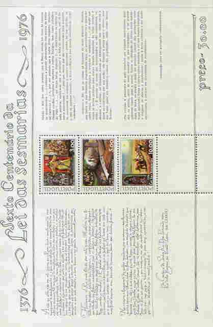 Portugal 1976 'Sesmarias' Uncultivated Land Law m/sheet unmounted mint, SG MS 1609, stamps on , stamps on  stamps on farming, stamps on corn, stamps on ploughing, stamps on  stamps on  law , stamps on  stamps on 