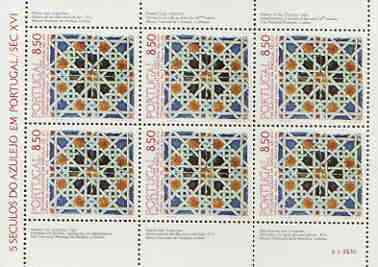 Portugal 1981 Tiles (2nd issue) m/sheet containing block of 6 unmounted mint, SG MS 1844, stamps on , stamps on  stamps on tiles