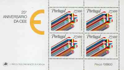 Portugal 1982 25th Anniversary of EEC perf m/sheet unmounted mint SG MS 1868, stamps on europa, stamps on flags