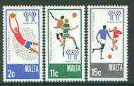 Malta 1978 Football World Cup set of 3 unmounted mint, SG 601-603*, stamps on , stamps on  stamps on football, stamps on  stamps on sport