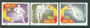 Malta 1982 Football World Cup set of 3 unmounted mint, SG 694-96, stamps on , stamps on  stamps on football, stamps on  stamps on sport