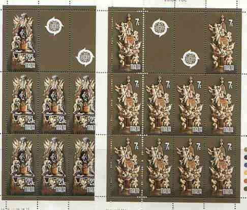 Malta 1978 Europa (Monuments) set of 2 each in sheetlets of 10 plus 2 labels, unmounted mint as SG 599-600, stamps on , stamps on  stamps on europa, stamps on monuments