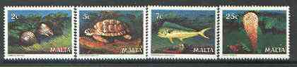 Malta 1979 Marine Life set of 4 unmounted mint, SG 630-33*, stamps on reptiles, stamps on dolphins, stamps on fish, stamps on marine life, stamps on shells, stamps on turtles, stamps on 