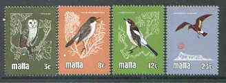 Malta 1981 Birds set of 4 unmounted mint, SG 655-58*, stamps on , stamps on  stamps on birds, stamps on  stamps on birds of prey, stamps on  stamps on owls