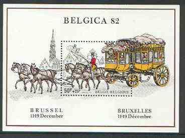 Belgium 1982 Belgica 82 Stamp Exhibition perf m/sheet unmounted mint, SG MS 2743, stamps on stamp exhibitions, stamps on mail coaches