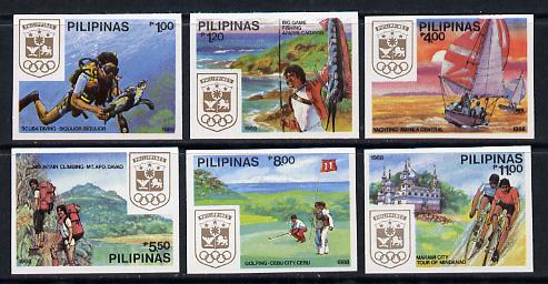 Philippines 1988 Seoul Olympic Games imperf set of 6 (as SG 2091-96B) unmounted mint, stamps on , stamps on  stamps on olympics   sport