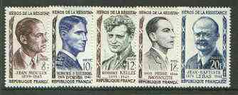 France 1957 Heroes of the Resistance (1st issue) set of 5 unmounted mint, SG 1329-33, stamps on , stamps on  stamps on personalities, stamps on  stamps on  ww2 , stamps on  stamps on 