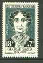 France 1957 National Relief Fund - George Sand unmounted mint SG 1341, stamps on , stamps on  stamps on personalities, stamps on love, stamps on literature