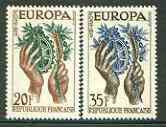 France 1957 Europa set of 2 (Agriculture) unmounted mint SG 1347-48, stamps on europa, stamps on agriculture
