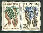 France 1957 Europa set of 2 (Agriculture) unmounted mint SG 1347-48, stamps on , stamps on  stamps on europa, stamps on agriculture