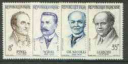 France 1958 French Doctors set of 4 unmounted mint, SG 1367-70*, stamps on personalities, stamps on medical, stamps on doctors