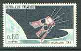 France 1966 Launching of Satellite D1 unmounted mint SG 1708*, stamps on space, stamps on satellites