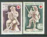 France 1967 Red Cross Fund (Musical Ivories) set of 2 unmounted mint, SG 1772-73*, stamps on red cross, stamps on arts, stamps on music