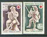 France 1967 Red Cross Fund (Musical Ivories) set of 2 unmounted mint, SG 1772-73*, stamps on , stamps on  stamps on red cross, stamps on arts, stamps on music