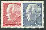 Germany - West Berlin 1967 Re-election of President Libke set of 2 unmounted mint, SG B308-9*, stamps on personalities, stamps on constitutions