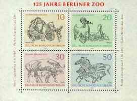 Germany - West Berlin 1969 125th Anniversary of Berlin Zoo m/sheet unmounted mint, SG MS B332, stamps on , stamps on  stamps on zoos, stamps on animals, stamps on zebra, stamps on pelican, stamps on apes, stamps on  stamps on  zoo , stamps on  stamps on zoos, stamps on  stamps on 