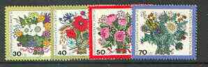 Germany - West Berlin 1974 Humanitarian Relief Fund set of 4 Flowers unmounted mint, SG B457-60*, stamps on , stamps on  stamps on flowers, stamps on  stamps on violas