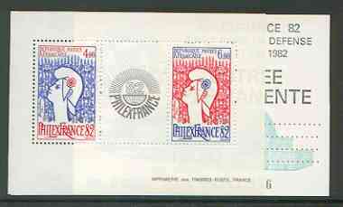 France 1982 'Philexfrance 82' (4th issue) perf m/sheet unmounted mint SG MS 2539 (plus entrance ticket)