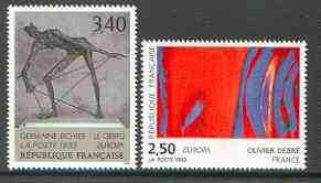 France 1993 Europa (Contemporary Art) set of 2 unmounted mint SG 3119-20*, stamps on arts, stamps on europa