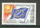 France - Council of Europe 1963 Flag 40c unmounted mint SG C11*, stamps on europa, stamps on flags