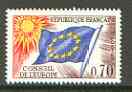 France - Council of Europe 1963 Flag 70c unmounted mint SG C15*, stamps on europa, stamps on flags