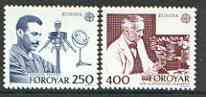 Faroe Islands 1983 Europa (Medical Scientists) set of 2 unmounted mint, SG 83-84*, stamps on europa, stamps on medical, stamps on science, stamps on slania, stamps on chemistry, stamps on scots, stamps on scotland