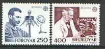 Faroe Islands 1983 Europa (Medical Scientists) set of 2 unmounted mint, SG 83-84*, stamps on , stamps on  stamps on europa, stamps on medical, stamps on science, stamps on  stamps on slania, stamps on  stamps on chemistry, stamps on  stamps on scots, stamps on  stamps on scotland