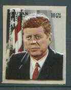 Bhutan 1972 JF Kennedy 10ch (from Famous Men set) self-adhesive plastic moulded unmounted mint, Mi 501, stamps on personalities, stamps on kennedy, stamps on self adhesive