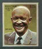 Bhutan 1972 Eisenhower 8Nu (from Famous Men set) self-adhesive plastic moulded unmounted mint, Mi 506, stamps on personalities, stamps on constitutions, stamps on eisenhower, stamps on self adhesive, stamps on nato, stamps on bridge (card game)