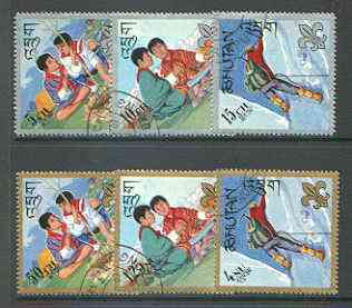 Bhutan 1967 Boy Scouts perf set of 6 diamond shaped fine cto used, SG 126-31, Mi 143-48*, stamps on scouts, stamps on diamond, stamps on mountaineering