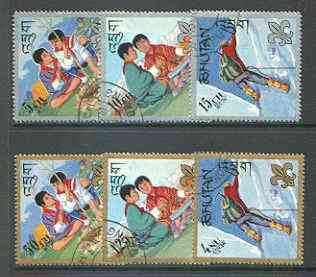 Bhutan 1967 Boy Scouts perf set of 6 diamond shaped fine cto used, SG 126-31, Mi 143-48*, stamps on , stamps on  stamps on scouts, stamps on diamond, stamps on mountaineering