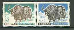 Bhutan 1962 Yak 5ch & 1n30 from def set unmounted mint, SG 3 & 7, Mi 7 & 11*, stamps on animals, stamps on yak, stamps on bovine