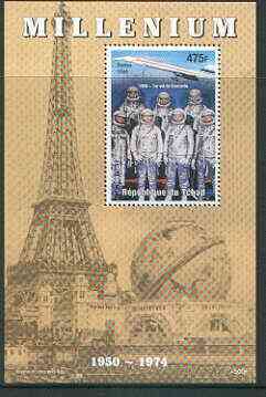 Chad 1999 Millennium - Concorde & USA Astronauts perf m/sheet unmounted mint, stamps on , stamps on  stamps on space, stamps on concorde, stamps on aviation, stamps on millennium, stamps on  stamps on eiffel tower