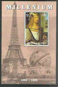 Chad 1999 Millennium - Albrecht Durer perf m/sheet unmounted mint, stamps on , stamps on  stamps on arts, stamps on durer, stamps on millennium, stamps on  stamps on eiffel tower, stamps on  stamps on renaissance