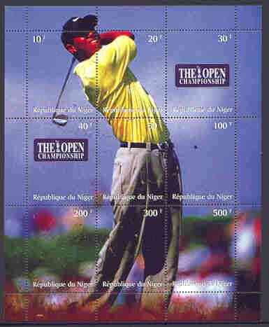 Niger Republic 1999 The Open Golf Championship composite perf sheet containing 9 values unmounted mint, stamps on , stamps on  stamps on sport, stamps on golf