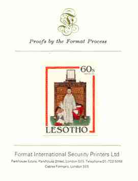 Lesotho 1981 The Discovery by Norman Rockwell 60s imperf proof mounted on Format International proof card, stamps on , stamps on  stamps on arts, stamps on children, stamps on furniture