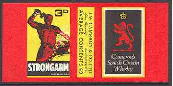 Match Box Labels - Cameron's Scotch Whisky (Blacksmith with Chain) 'All Round the Box' matchbox label in superb unused condition, stamps on , stamps on  stamps on alcohol, stamps on whisky, stamps on smith, stamps on  stamps on scots, stamps on  stamps on scotland