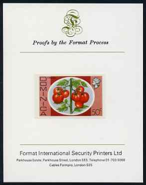 Dominica 1975-78 Tomatoes 50c imperf proof mounted on Format International proof card (as SG 503), stamps on , stamps on  stamps on food, stamps on  stamps on fruit