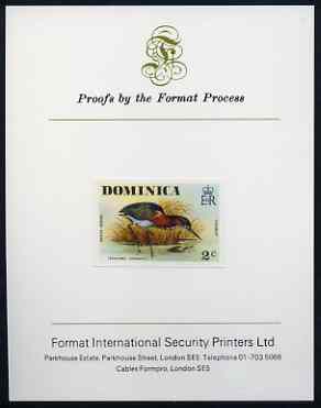 Dominica 1978 Green Heron 2c imperf proof mounted on Format International proof card (SG 525var), stamps on birds, stamps on heron