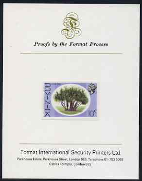 Dominica 1975-78 Screw Pine Tree 10c imperf proof mounted on Format International proof card (as SG 498), stamps on trees