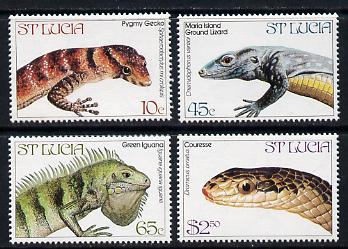 St Lucia 1984 Endangered Wildlife set of 4 unmounted mint, SG 711-14, stamps on animals    reptiles