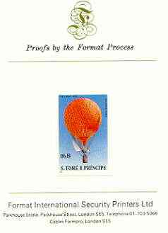 St Thomas & Prince Islands 1980 Balloons 8Db (Anrée's Eagle) imperf proof mounted on Format International proof card, stamps on aviation, stamps on balloons