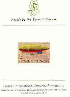 St Thomas & Prince Islands 1980 Airships 7Db (Willows II) imperf proof mounted on Format International proof card, stamps on , stamps on  stamps on aviation, stamps on  stamps on airships