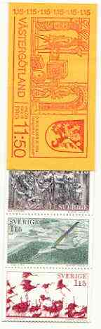 Sweden 1978 Tourism (Vastergotland) 11k50 booklet complete and pristine, SG SB328, stamps on tourism, stamps on glider, stamps on aviation, stamps on cranes, stamps on birds, stamps on death, stamps on sculpture