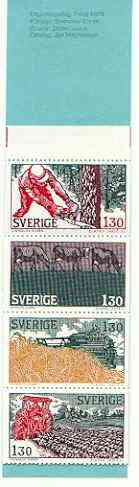 Sweden 1979 Farming 13k booklet complete and very fine, SG SB334, stamps on , stamps on  stamps on farming, stamps on agriculture, stamps on cattle, stamps on bovine, stamps on tractors, stamps on timber, stamps on ploughing