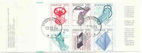 Sweden 1984 Made In Sweden 16k20 booklet complete with first day cancels, SG SB373, stamps on inventions, stamps on industry, stamps on  oil , stamps on 