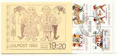 Sweden 1983 Christmas (Chritmas Cards) 19k20 booklet complete with first day cancels, SG SB368, stamps on , stamps on  stamps on christmas, stamps on dancing