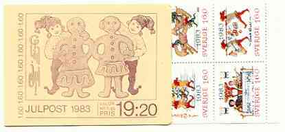 Sweden 1983 Christmas (Chritmas Cards) 19k20 booklet complete and very fine, SG SB368, stamps on christmas, stamps on dancing