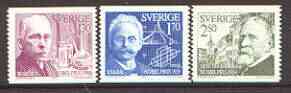 Sweden 1979 Nobel Prize Winners of 1919 set of 3 unmounted mint, SG 1027-29, stamps on , stamps on  stamps on nobel, stamps on literature, stamps on physics, stamps on chemistry, stamps on 